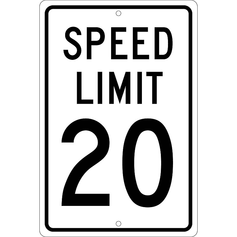 National Marker Reflective "Speed Limit 20" Speed Control Sign, 18" x 12", Aluminum (TM20H) image 1