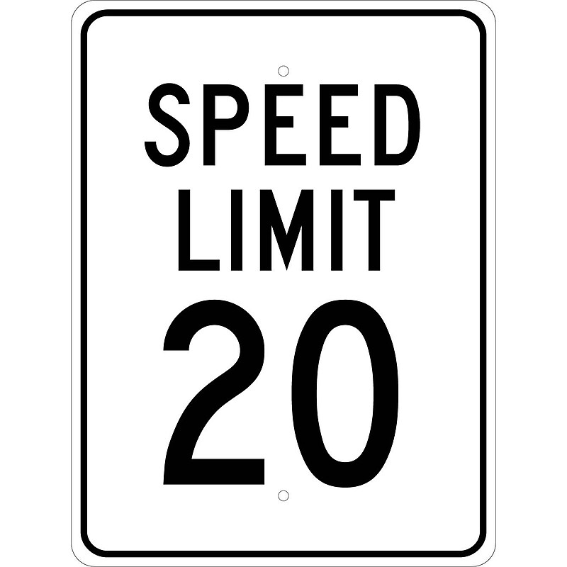 National Marker Reflective "Speed Limit 20" Speed Control Sign, 24" x 18", Aluminum (TM20J) image 1
