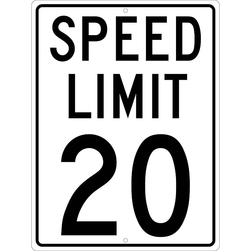 National Marker Reflective "Speed Limit 20" Speed Control Sign, 24" x 18", Aluminum (TM20K) image 1