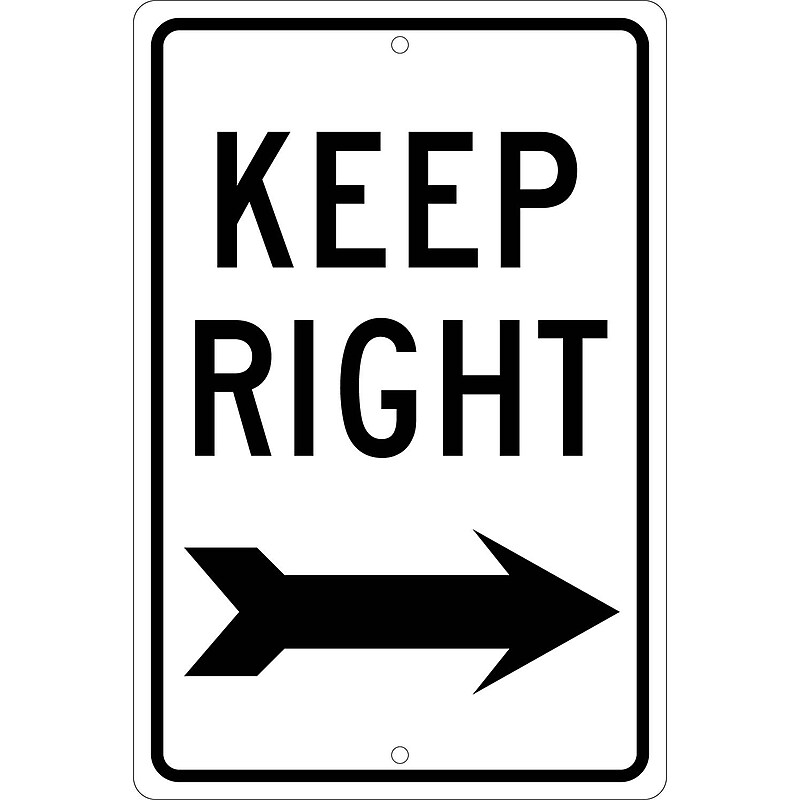 National Marker Reflective "Keep Right" Regulatory Traffic Sign, 18" x 12", Aluminum (TM27K) image 1