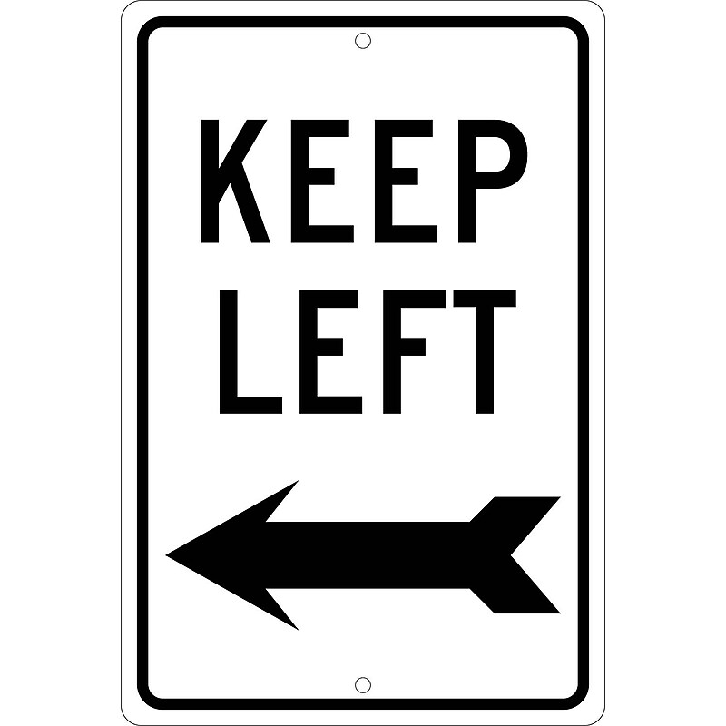 National Marker Reflective "Keep Left" Regulatory Traffic Sign, 18" x 12", Aluminum (TM28K) image 1