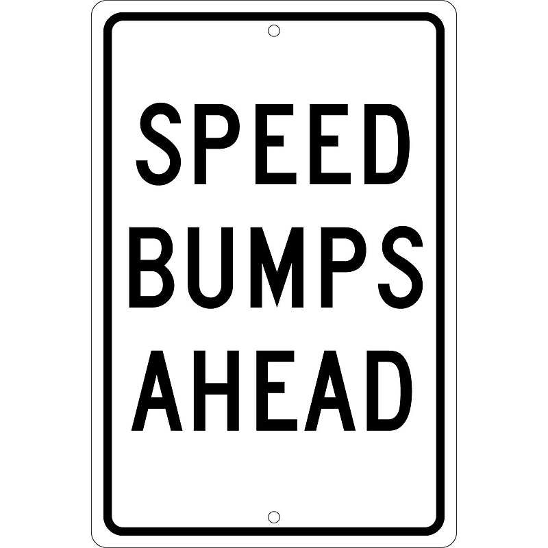 National Marker Reflective "Speed Bumps Ahead" Warning Traffic Control Sign, 18" x 12", Aluminum (TM35K) image 1