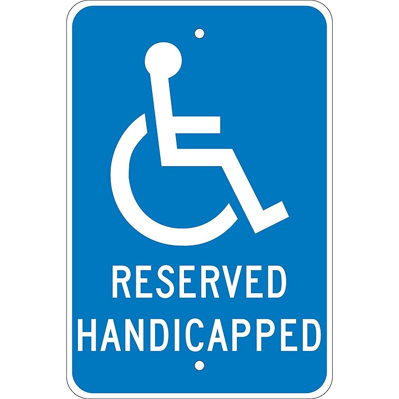 National Marker Reflective "Reserved Handicapped" Parking Sign, 18" x 12", Aluminum (TM39J) image 1