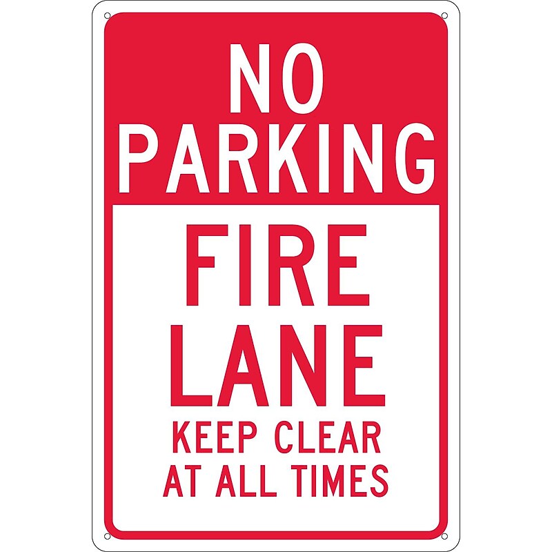National Marker Reflective "No Parking Fire Lane Keep Clear At All Times" Parking Sign, 18" x 12", Aluminum (TM47G) image 1