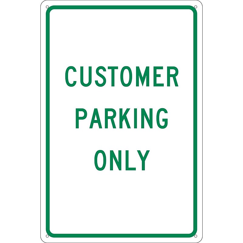 National Marker Reflective "Customer Parking Only" Parking Sign, 18" x 12", Aluminum (TM51G) image 1