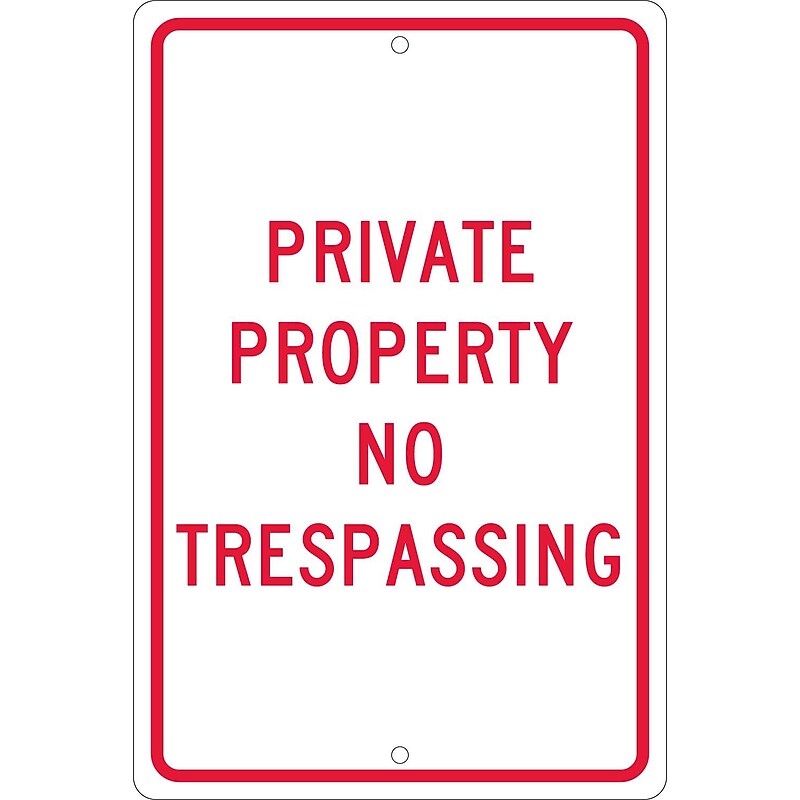 Traffic Warning Signs; Private Property No Trespassing, 18X12, .063 Aluminum image 1