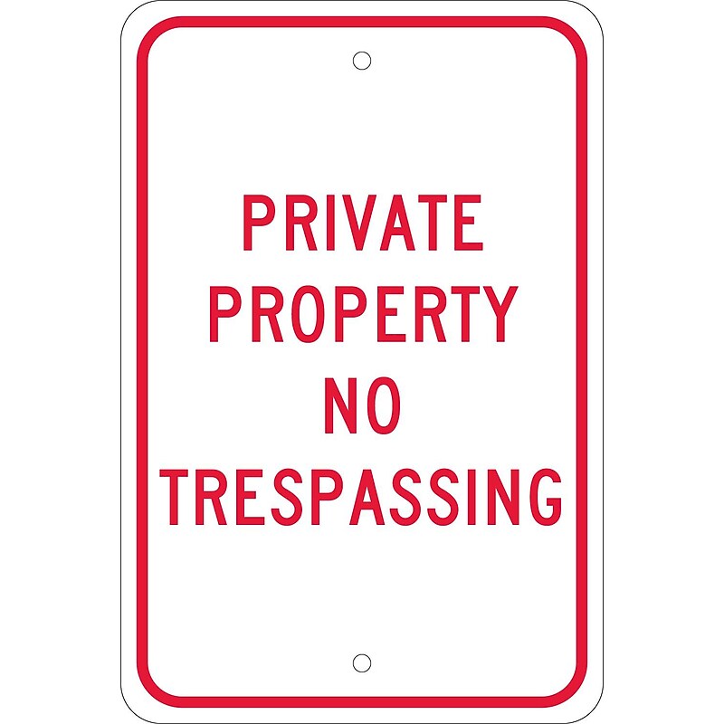 Traffic Warning Signs; Private Property No Trespassing, 18X12, .080 Egp Ref Aluminum image 1