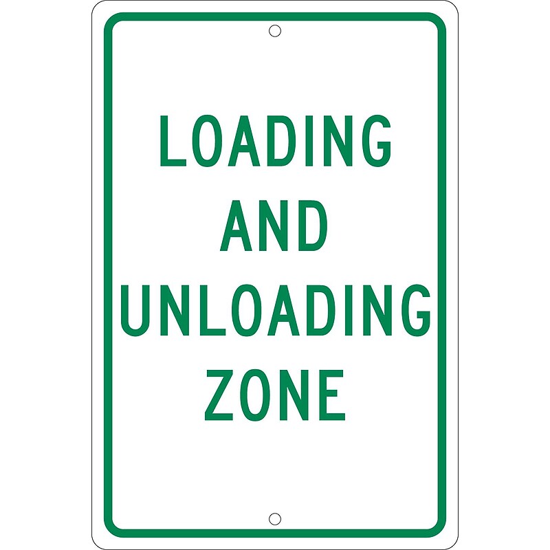 National Marker Reflective "Loading And Unloading Zone" Regulatory Traffic Sign, 18" x 12", Aluminum (TM61H) image 1