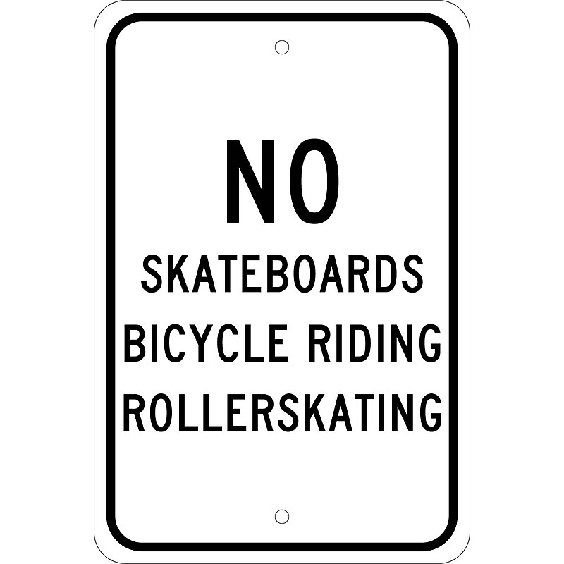 National Marker Reflective "No Skateboards Bicycle Riding Roller Skating" Regulatory Traffic Sign, 18" x 12", Aluminum (TM65J) image 1