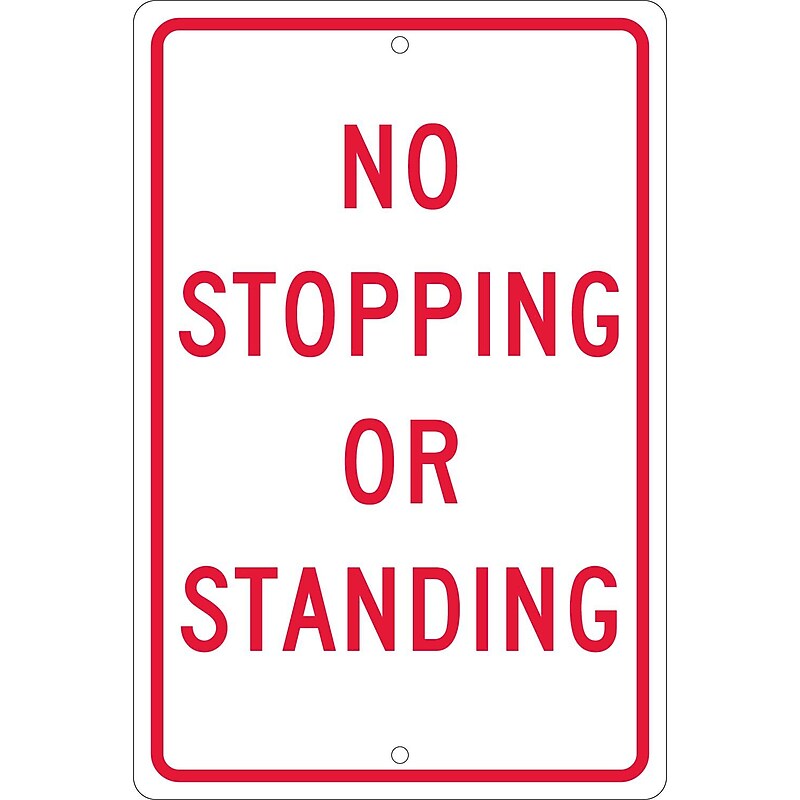 National Marker "No Stopping Or Standing"  Traffic Warning Sign, 18" x 12", Aluminum (TM67H) image 1