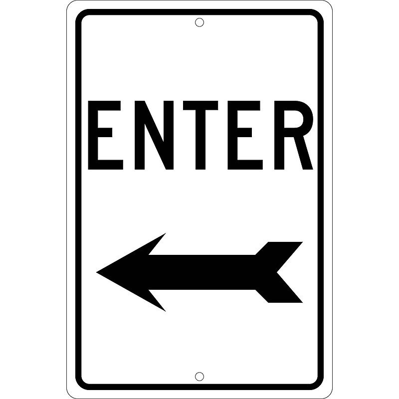 National Marker Reflective "Enter Left" Regulatory Traffic Sign, 18" x 12", Aluminum (TM77K) image 1