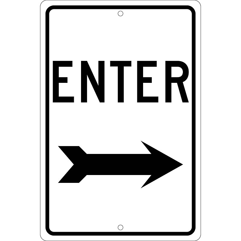 National Marker Reflective "Enter Right" Regulatory Traffic Sign, 18" x 12", Aluminum (TM78K) image 1