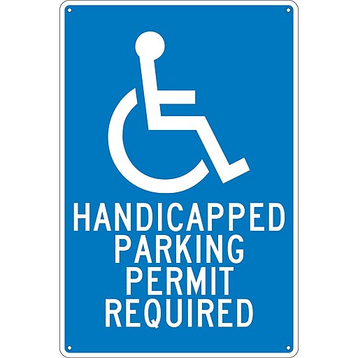 Handicapped Parking Permit Required, 18X12, .040 Aluminum at Staples