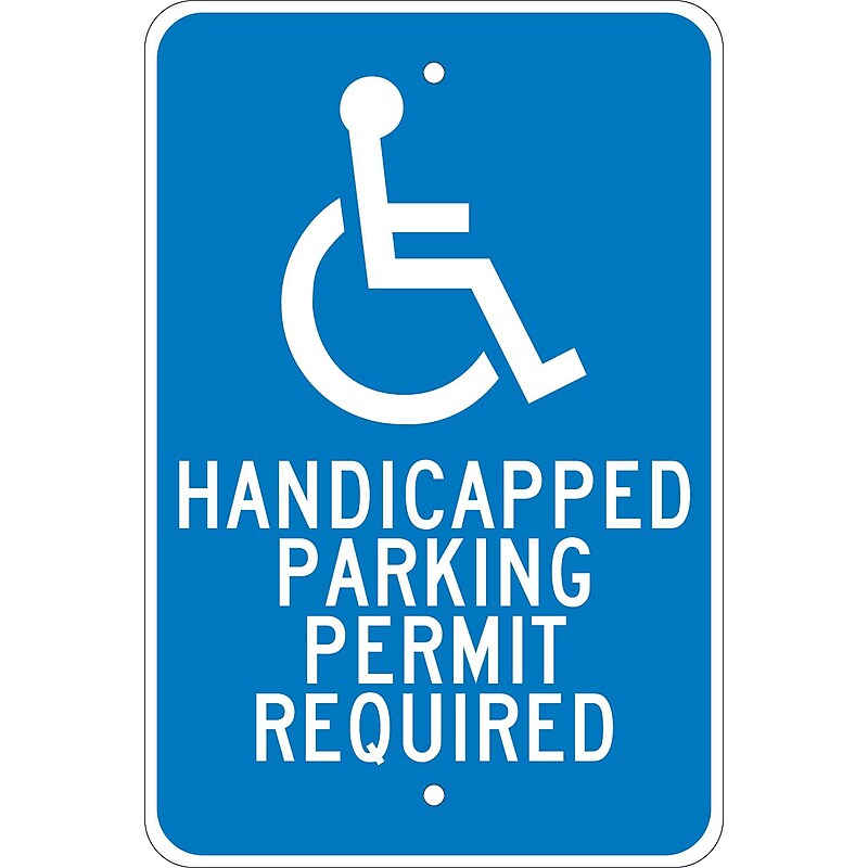 National Marker Reflective "Handicapped Parking Permit Required" Parking Sign, 18" x 12", Aluminum (TM84J) image 1