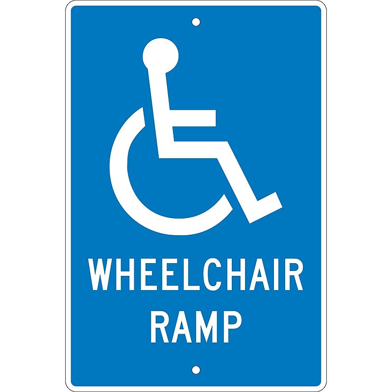 National Marker "Wheelchair Ramp" Parking Sign, 18" x 12", Aluminum (TM86H) image 1