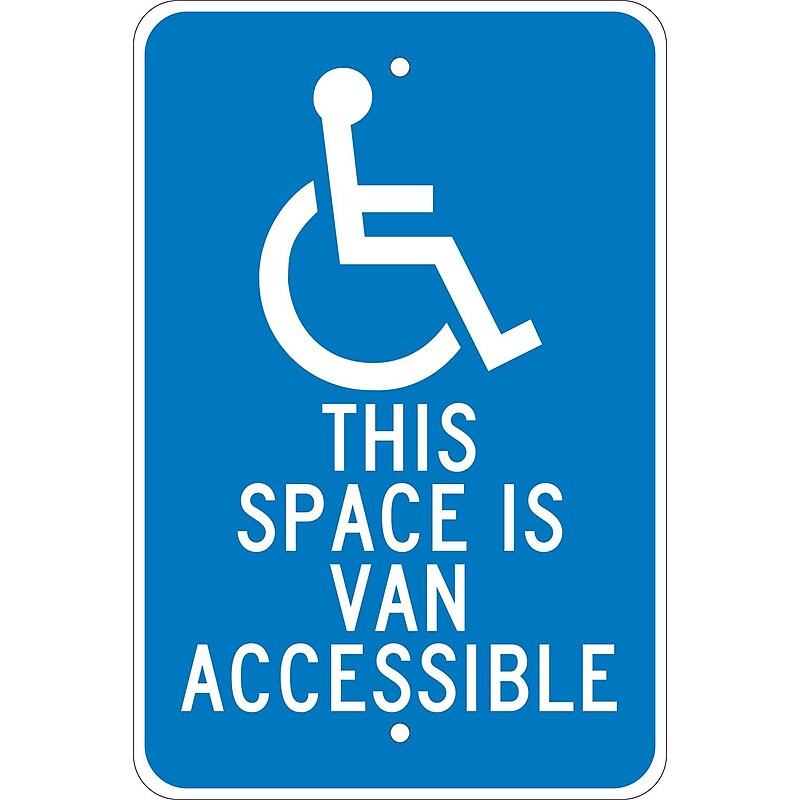 National Marker Reflective "This Space Is Van Accessible" Parking Sign, 18" x 12", Aluminum (TM104J) image 1
