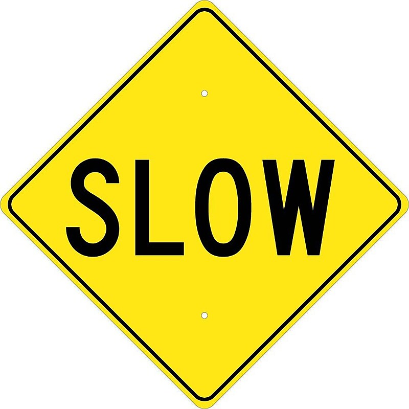 National Marker Reflective "Slow" Warning Traffic Control Sign, 24" x 24", Aluminum (TM120J) image 1