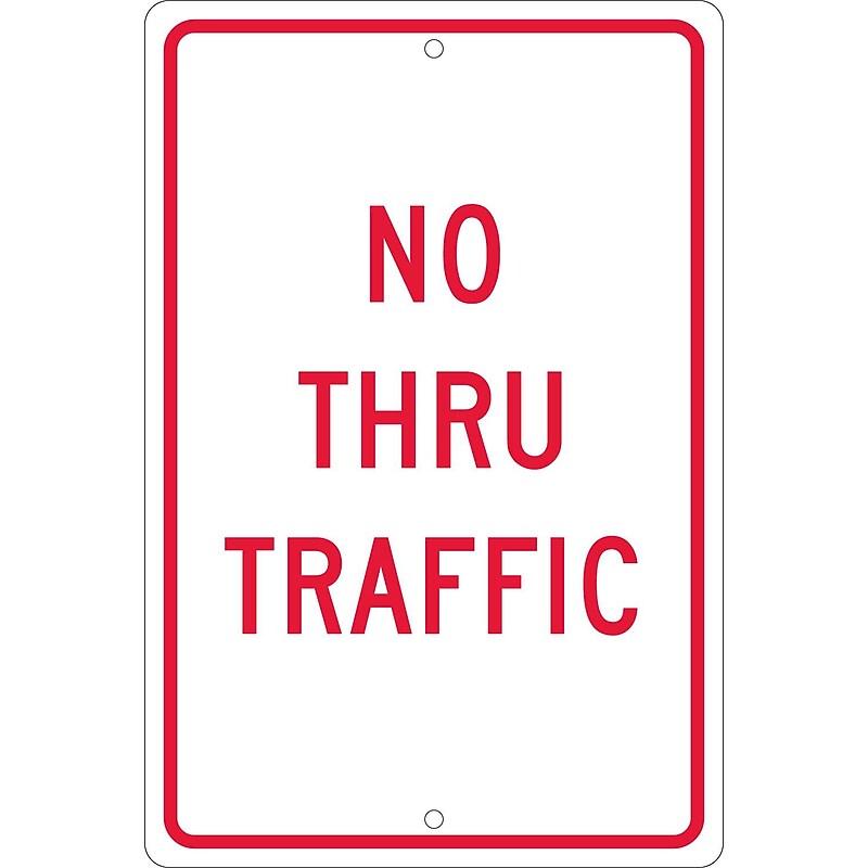 National Marker Reflective "No Thru Traffic" Regulatory Traffic Sign, 18" x 12", Aluminum (TM141H) image 1