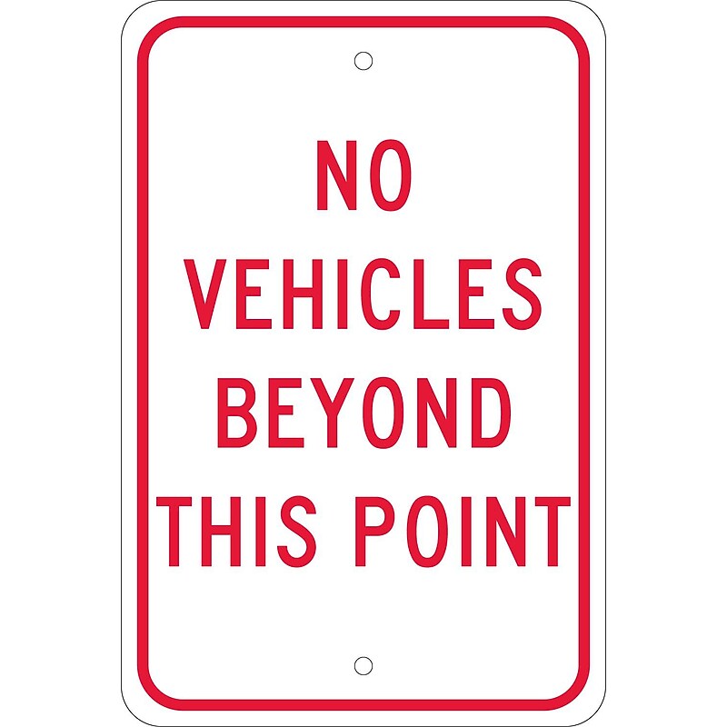 National Marker Reflective "No Vehicles Beyond This Point" Parking Sign, 18" x 12", Aluminum (TM143J) image 1