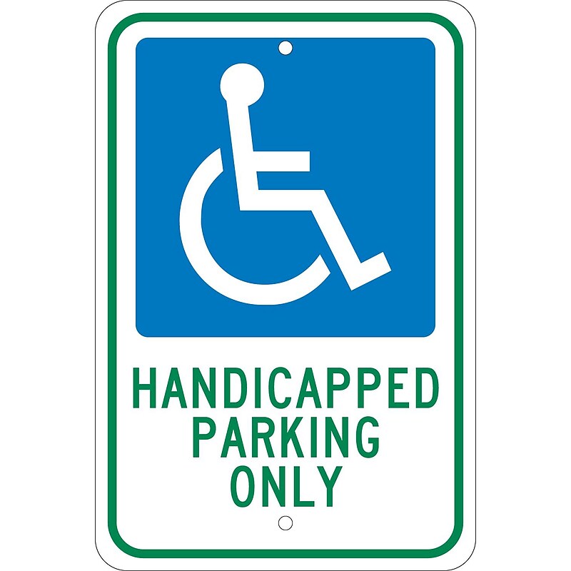 National Marker Reflective "Handicapped Parking Only" Parking Sign, 18" x 12", Aluminum (TM145J) image 1