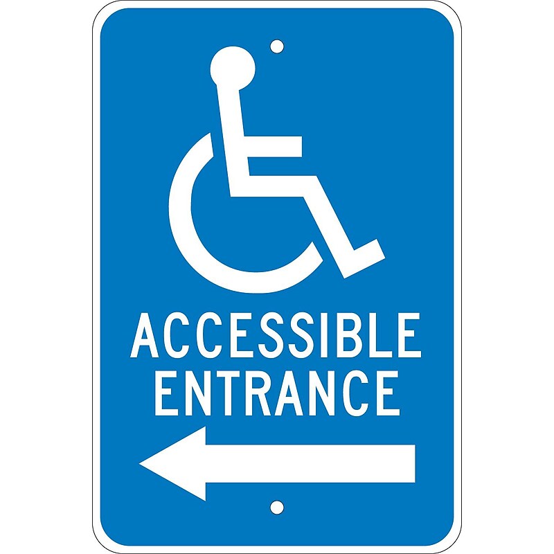 National Marker Reflective "Accessible Entrance Left" Parking Sign, 18" x 12", Aluminum (TM150J) image 1