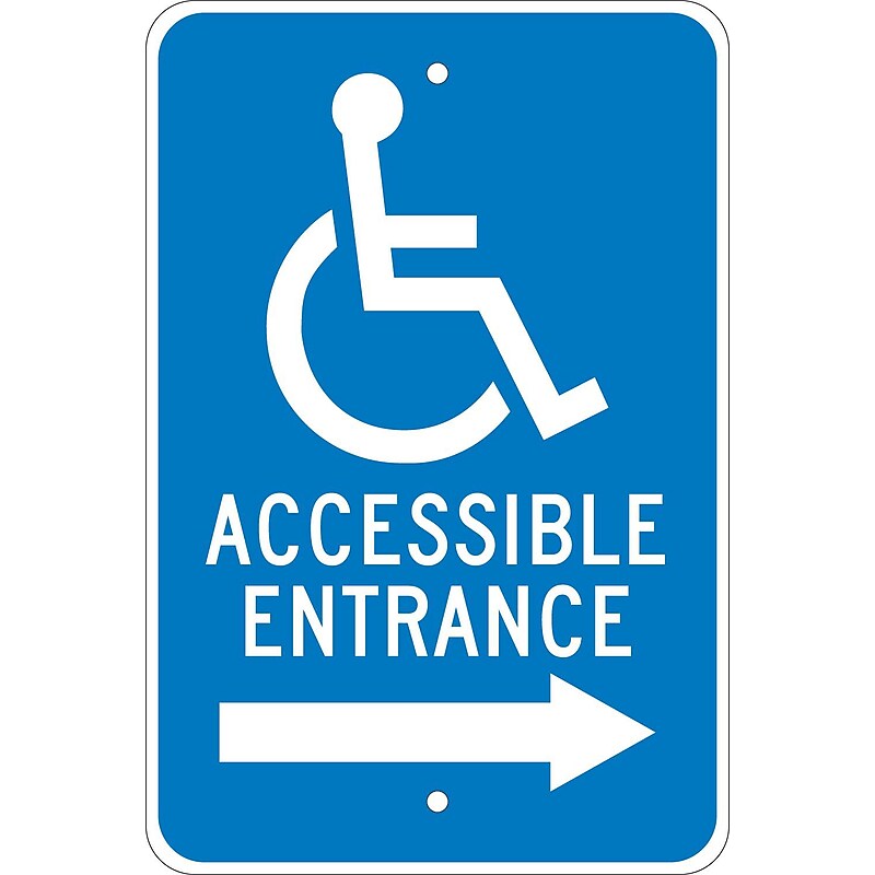 National Marker Reflective "Accessible Entrance Right" Parking Sign, 18" x 12", Aluminum (TM151J) image 1