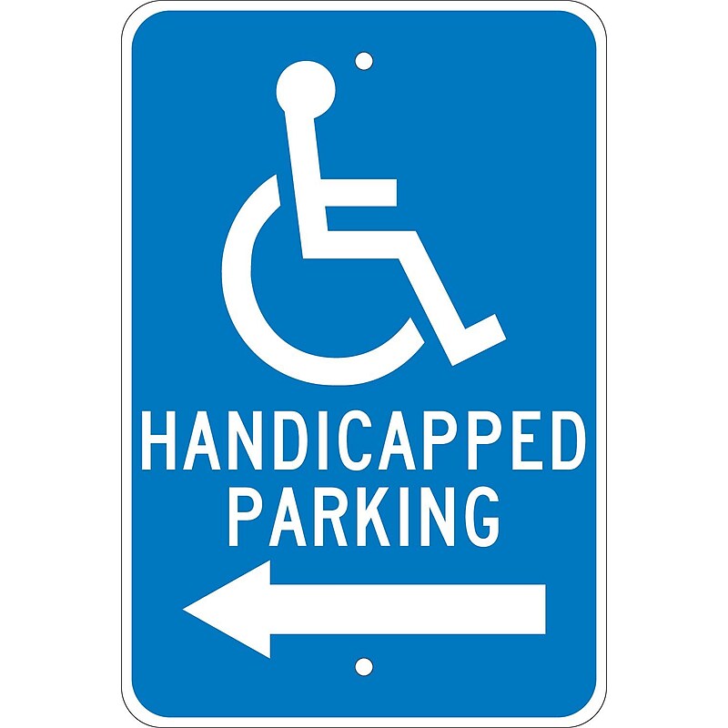 National Marker Reflective "Handicapped Parking Left" Parking Sign, 18" x 12", Aluminum (TM152J) image 1