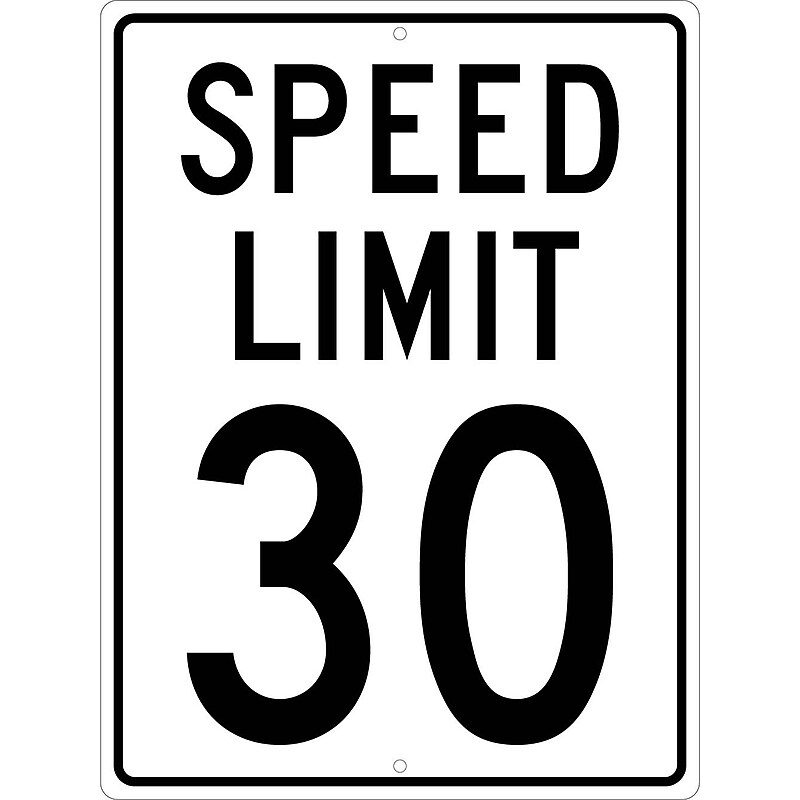 National Marker Reflective "Speed Limit 30" Speed Control Sign, 24" x 18", Aluminum (TM156K) image 1