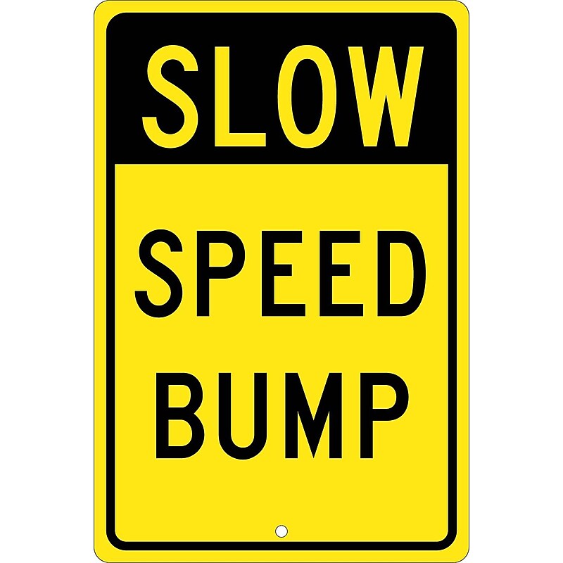National Marker Reflective "Slow Speed Bump" Warning Traffic Control Sign, 18" x 12", Aluminum (TM157K) image 1