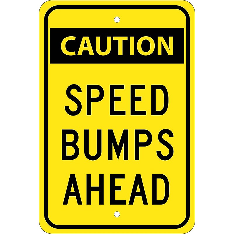 National Marker Reflective "Caution Speed Bumps Ahead" Warning Traffic Control Sign, 18" x 12", Aluminum (TM159J) image 1