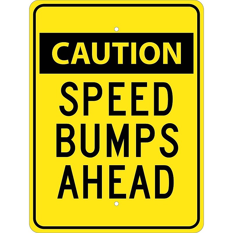 National Marker Reflective "Caution Speed Bumps Ahead" Warning Traffic Control Sign, 24" x 18", Aluminum (TM160J) image 1