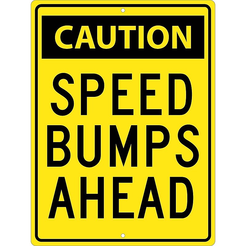 National Marker Reflective "Caution Speed Bumps Ahead" Warning Traffic Control Sign, 24" x 18", Aluminum (TM160K) image 1
