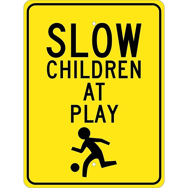 National Marker Reflective "Slow Children At Play" Warning Traffic Control Sign, 24" x 18", Aluminum (TM164J) image 1