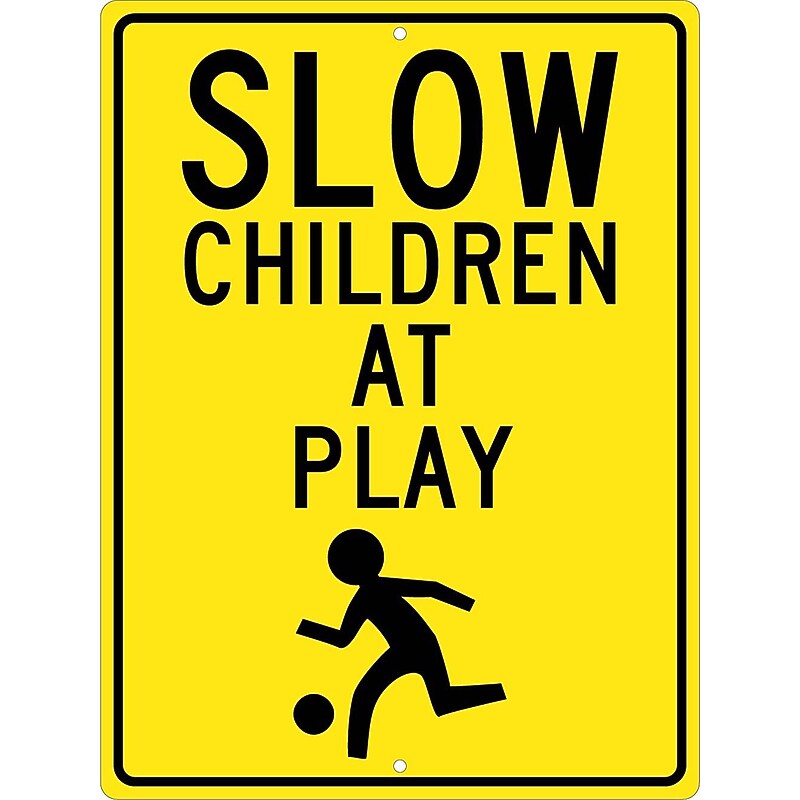 National Marker Reflective "Slow Children At Play" Regulatory Traffic Sign, 24" x 18", Aluminum (TM164K) image 1
