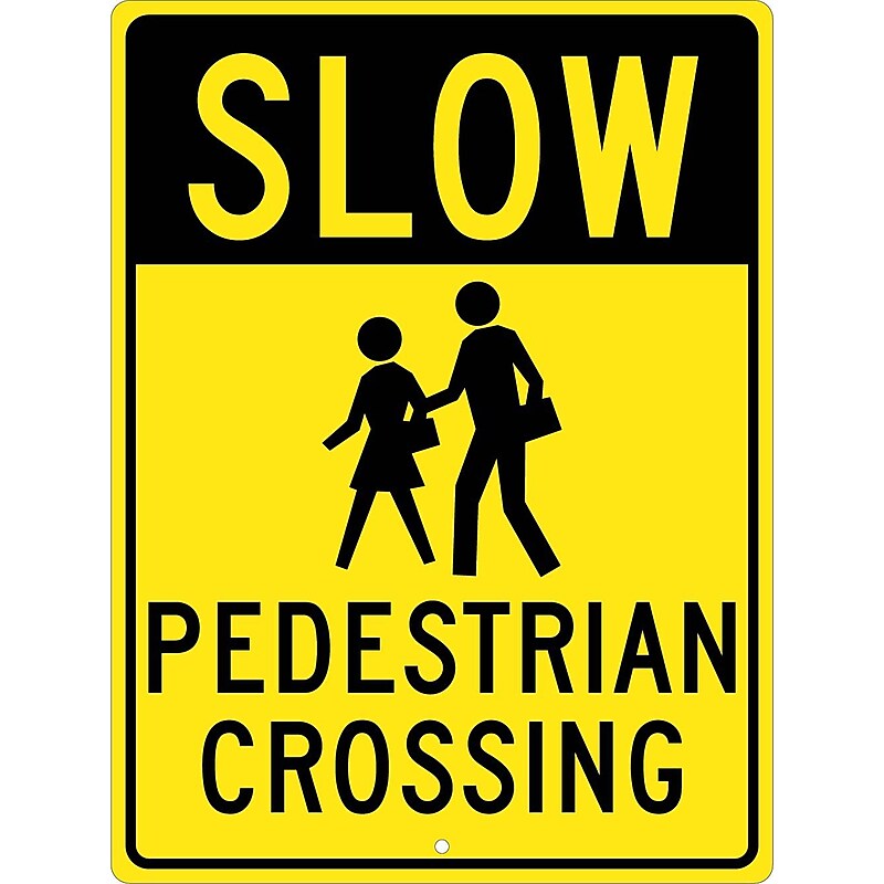 National Marker Reflective "Slow - Pedestrian Crossing" Pedestrian Sign, 24" x 18", Aluminum (TM166K) image 1