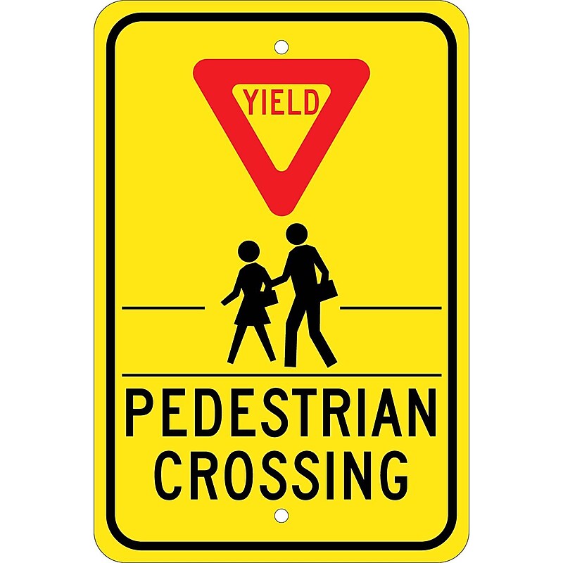 National Marker Reflective "Yield - Pedestrian Crosswalk" Pedestrian Sign, 18" x 12", Aluminum (TM169J) image 1