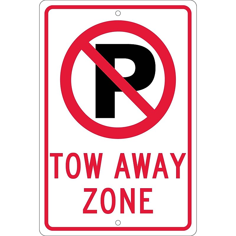 National Marker Reflective "No Parking Symbol - Tow Away Zone" Parking Sign, 18" x 12", Aluminum (TM174K) image 1