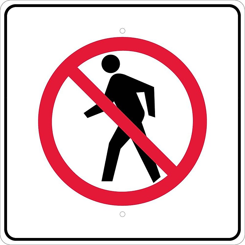National Marker Reflective "Graphic, No Pedestrian Crossing Symbol" Pedestrian Sign, 24" x 24", Aluminum (TM201J) image 1