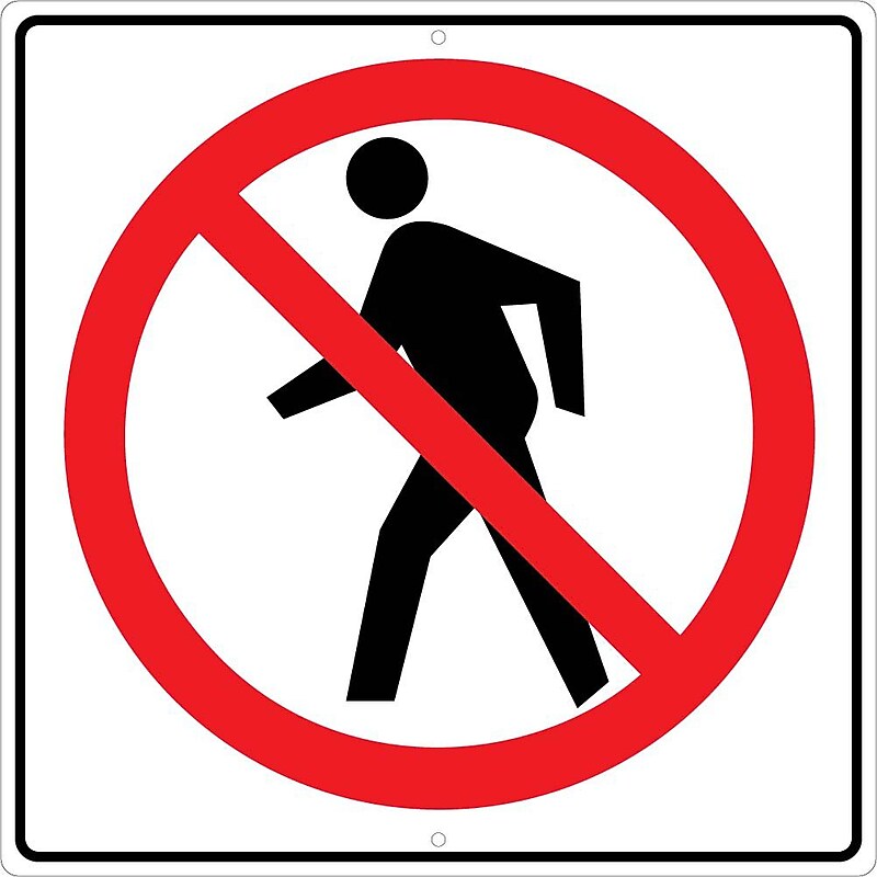 National Marker Reflective "Graphic, No Pedestrian Crossing Symbol" Pedestrian Sign, 24" x 24", Aluminum (TM201K) image 1