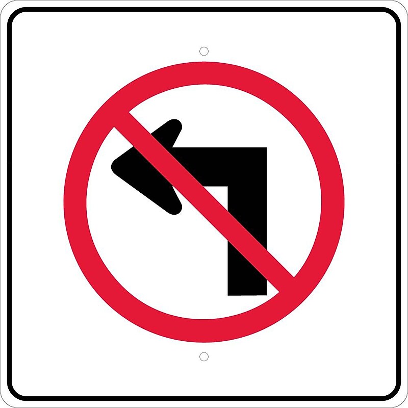 National Marker Reflective "Graphic, No Left Turn Arrow Symbol" Regulatory Traffic Sign, 24" x 24", Aluminum (TM202J) image 1