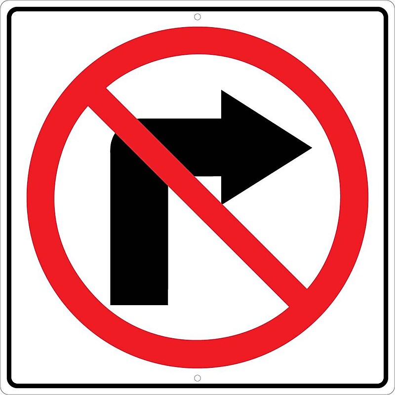 National Marker Reflective "Graphic, No Right Turn Arrow Symbol" Regulatory Traffic Sign, 24" x 24", Aluminum (TM203K) image 1