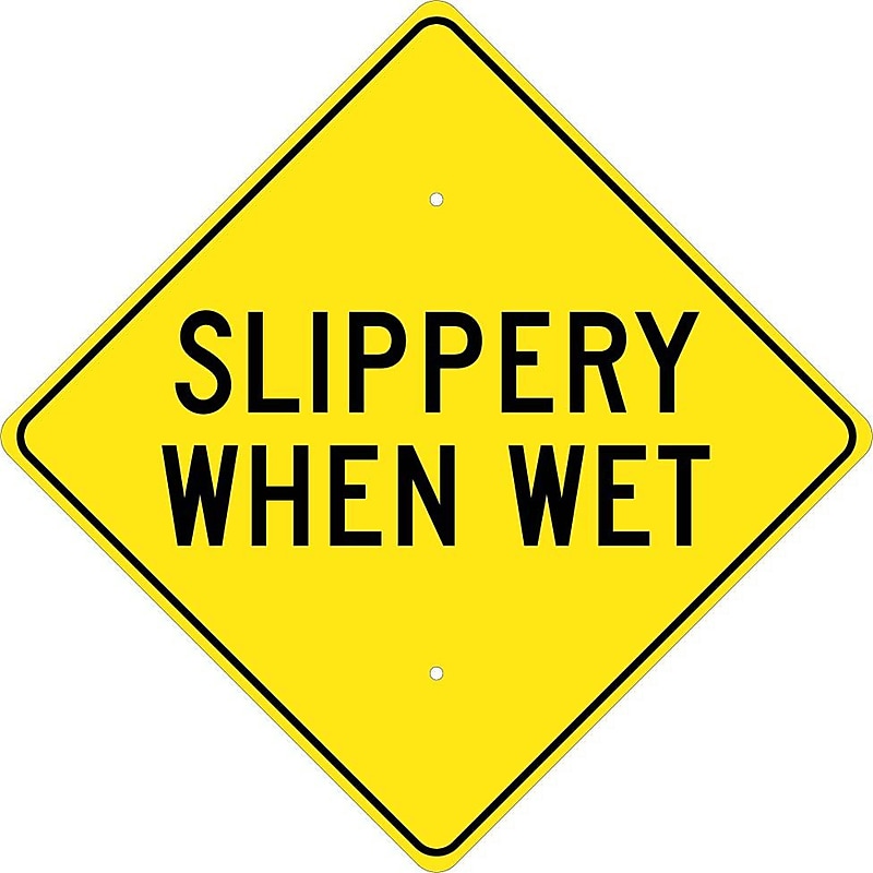 Traffic Warning Signs; Slippery When Wet, 24X24, .080 Hip Ref Aluminum image 1