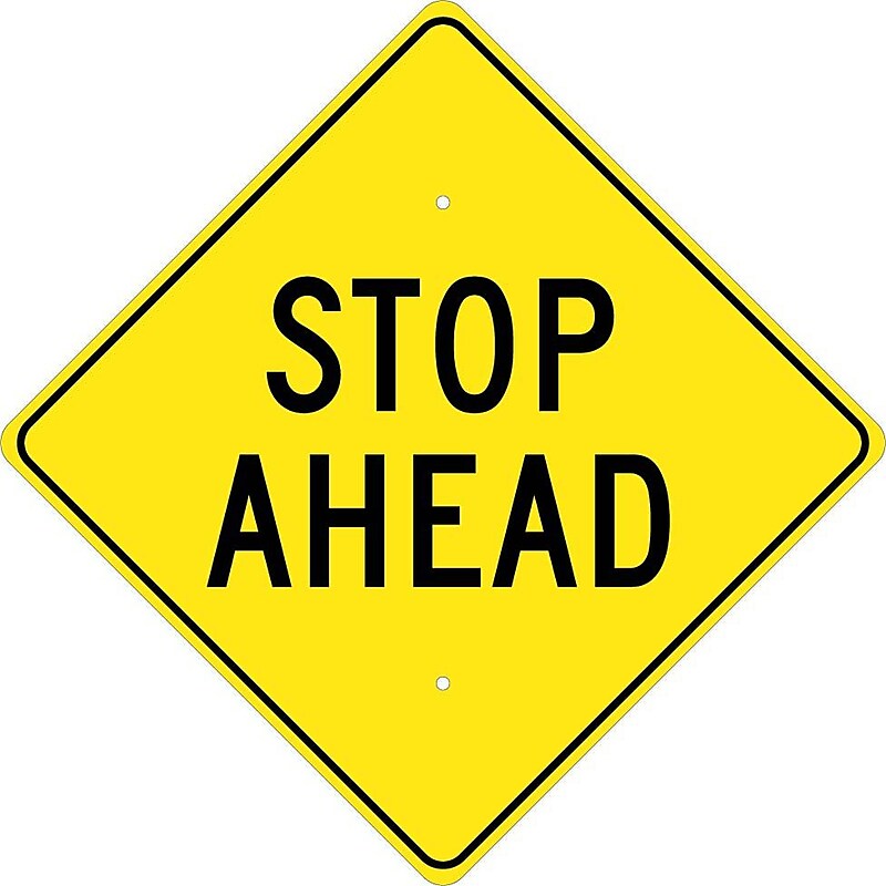 National Marker Reflective "Stop Ahead" Warning Traffic Control Sign, 24" x 24", Aluminum (TM215K) image 1