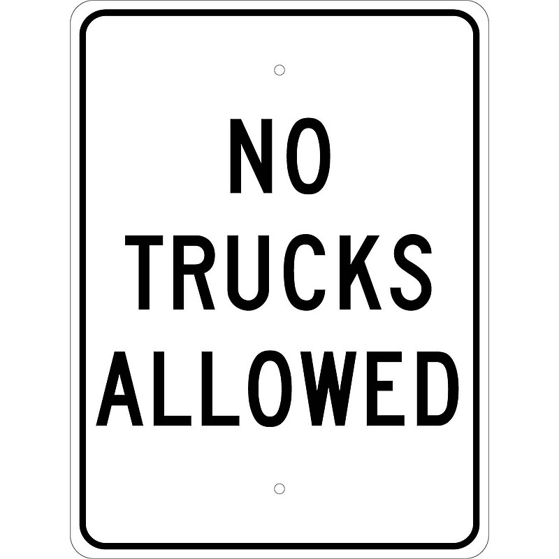 National Marker Reflective "No Trucks Allowed" Warning Traffic Control Sign, 24" x 18", Aluminum (TM223J) image 1