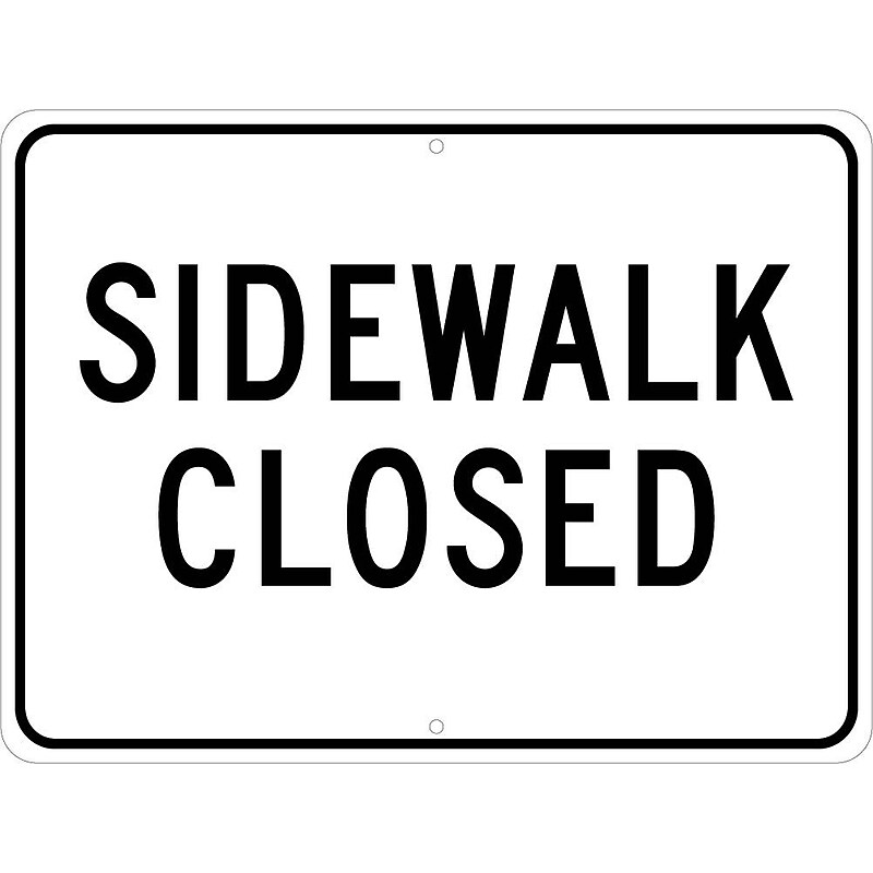 National Marker Reflective "Sidewalk Closed" Temporary Traffic Control Sign, 18" x 24", Aluminum (TM302K) image 1