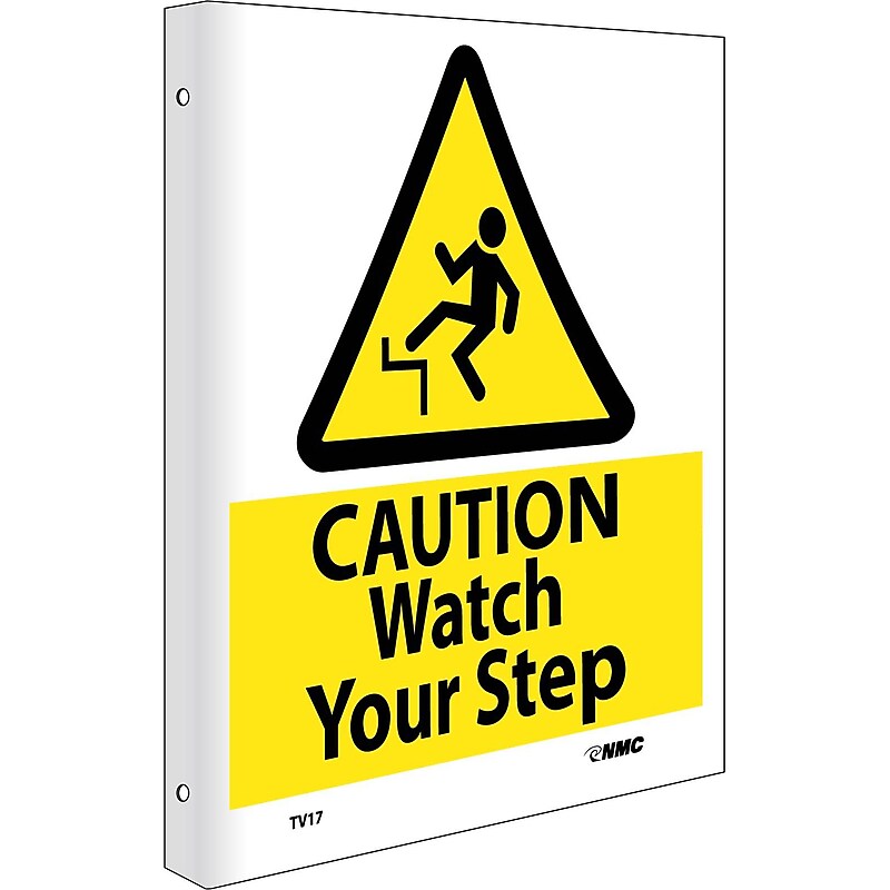 Caution Signs; Caution Watch Your Step, Flanged, 10X8,Rigid Plastic image 1