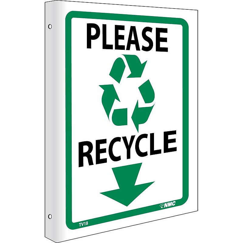 Please Recycle, Flanged, 10X8, Rigid Plastic, Notice Sign image 1