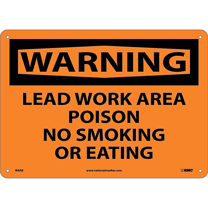 Warning Sign; Lead Work Area Poison No Smoking Or Eating. . ., 10X14, .040 Aluminum image 1