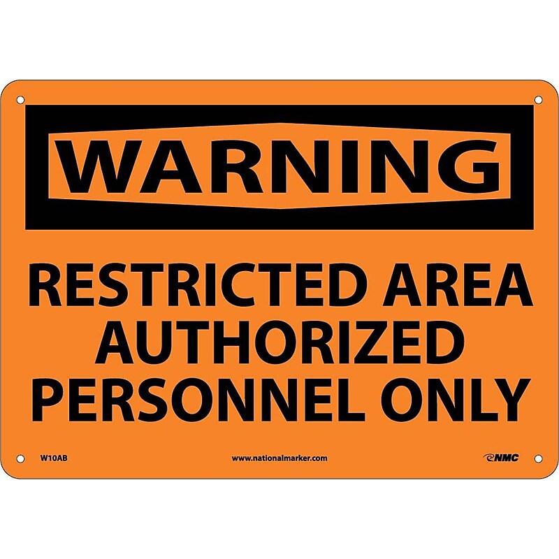 Restricted Area Authorized Personnel Only, 10X14, .040 Aluminum, Warning Sign image 1