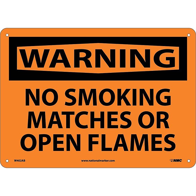 Warning Sign; No Smoking Matches Or Open Flames, 10X14, .040 Aluminum image 1
